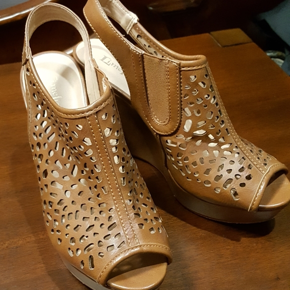 Limelight Brown Vegan Leather Heel Wedges - Picture 3 of 6